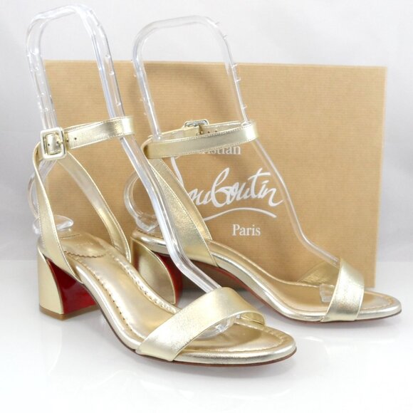 NIB$945 CHRISTIAN LOUBOUTIN Miss Sabina Metallic Red Sole Ankle-Strap Sandal 7 - Picture 9 of 16